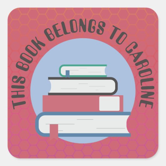 PERSÖNLICHES BUCHZEICHEN, BÜCHER, GESPIELTE BÜCHER QUADRATISCHER AUFKLEBER (Vorderseite)