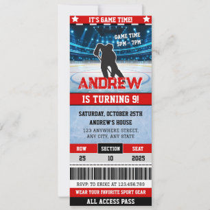 Persönliches digitales Hockey-Game-Ticket Geburtst Einladung