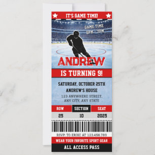 Persönliches digitales Hockey-Spiel-Ticket Geburts Einladung