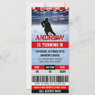 Persönliches digitales Hockey-Spiel-Ticket Geburts Einladung