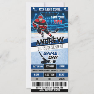Persönliches digitales Hockey-Ticket-Geburtstagsde Einladung