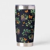 Persönliches dunkles Blumen-Schmetterlingsmuster Thermobecher (Rückseite)