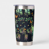 Persönliches dunkles Blumen-Schmetterlingsmuster Thermobecher (Rechts)