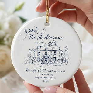 Persönliches erstes Weihnachten im neuen Zuhause Keramik Ornament