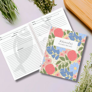 Persönliches Florales Lieblingsrezept-Notizbuch Notizblock