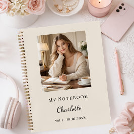 Persönliches Foto Champagner Beige Skript Journal Notizblock