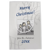 Persönliches Foto Frohe Weihnachtsgrüße Silber Mittlere Geschenktüte (Vorderseite)