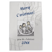 Persönliches Foto Frohe Weihnachtsgrüße Silber Mittlere Geschenktüte (Rückseite)