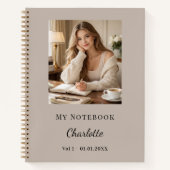 Persönliches Foto Mocha Taupe Script Journal Notizblock (Vorderseite)