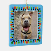 Persönliches Foto Party leuchtet blau doppelseitig Keramikornament (Rechts)