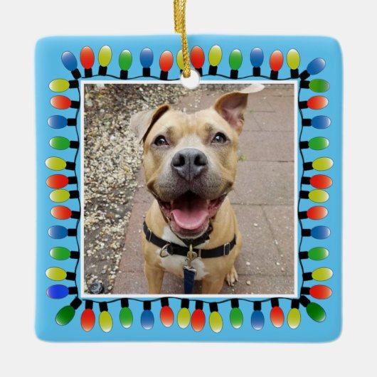 Persönliches Foto Party leuchtet blau doppelseitig Keramikornament (Vorderseite)