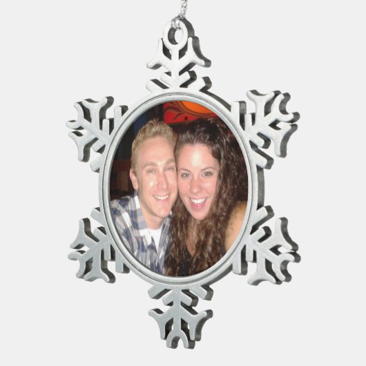 Persönliches Foto Pewter Snowflake Weihnachtsschmu Schneeflocken Zinn-Ornament (Rechts)