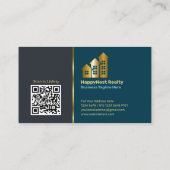 Persönliches Foto, QR-Code, Logo Navy Blue Visitenkarte (Rückseite)