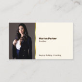 Persönliches Foto, QR-Code, Logos in weiß gebroche Visitenkarte (Vorderseite)