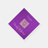 Persönliches Foto und Lila Text zum Geburtstag Serviette (Ecke)