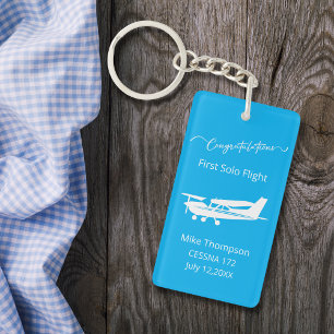 Persönliches Foto vom ersten Soloflug eines Flugsc Schlüsselanhänger