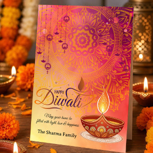 Persönliches Frohes Diwali Familienfest der Lichte Feiertagskarte
