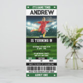 Persönliches Fußballticket Geburtstag mit Foto Einladung (Stehend Vorderseite)