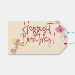 Persönliches Geburtstags-Geschenkanhänger mit rosa Geschenkanhänger