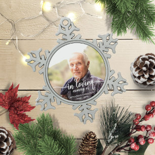 Persönliches Gedenkfoto In Liebe Erinnerung Schneeflocken Zinn-Ornament