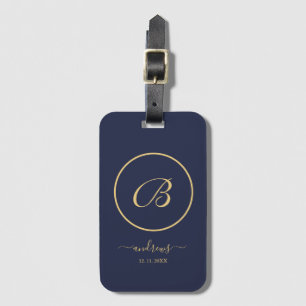 Persönliches Gepäckanhänger mit Navy Gold Schriftz