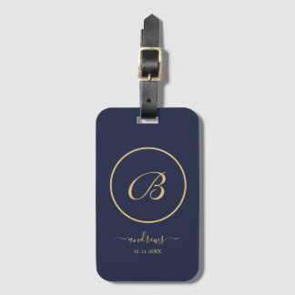 Persönliches Gepäckanhänger mit Navy Gold Schriftz