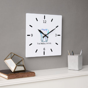 Persönliches Geschenk zur Eröffnung einer Zahnarzt Quadratische Wanduhr
