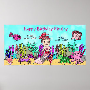 Persönliches Happy Birthday Mermaid Poster