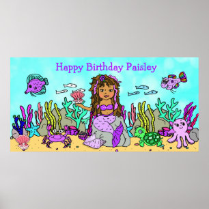 Persönliches Happy Birthday Mermaid Poster