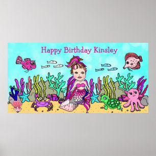 Persönliches Happy Birthday Mermaid Poster