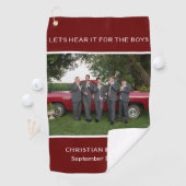 Persönliches Hochzeitssemble für ROTES Foto Golfhandtuch (Insitu)