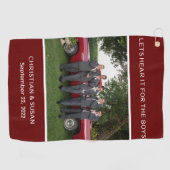 Persönliches Hochzeitssemble für ROTES Foto Golfhandtuch (Horizontal)