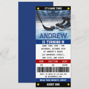 Persönliches Hockey-Ticket Geburtstagsdekorationen Einladung