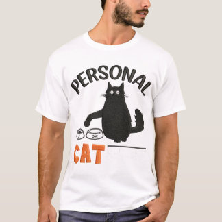 Persönliches Katze-Diener besticktes T-Shirt | Lus