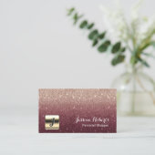 Persönliches Käufer-Burgunder-Rosen-GoldOmbre Visitenkarte (Stehend Vorderseite)