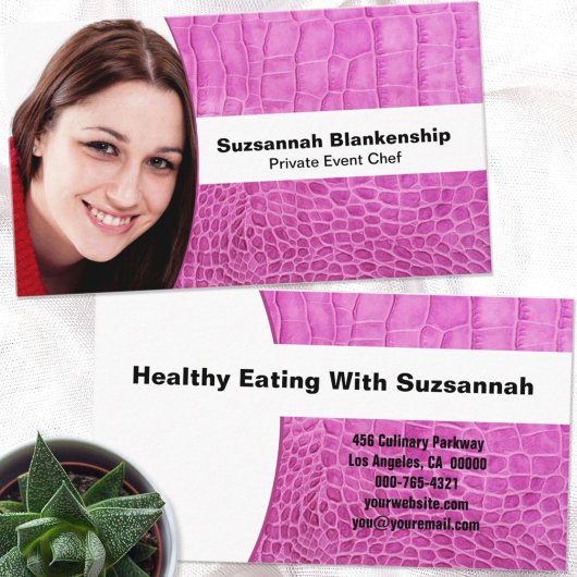 Persönliches Koch Rosa Leder Benutzerdefiniertes F Visitenkarte