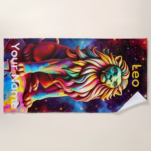 Persönliches Leo Astrologie-Sternzeichen Strandtuch (Vorderseite)