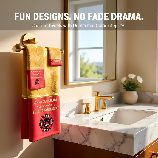 Persönliches Logo der romantischen Feuerabteilung Badhandtuch Set