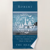 Persönliches maritimes Thema Hallo Sommerabenteuer Strandtuch (Vorderseite)