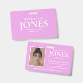 Persönliches Markenlogo Modern rosa Mitarbeiter-Ab Ausweis (Front & Back)