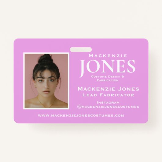 Persönliches Markenlogo Modern rosa Mitarbeiter-Ab Ausweis (Rückseite)