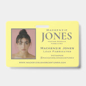 Persönliches Markenlogo Moderner Gelbgrauer Mitarb Ausweis (Back)