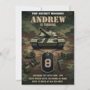 Persönliches Militärpanzer-Geburtstagsgeschenk Einladung