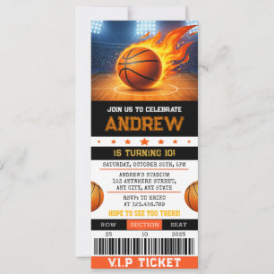 Persönliches Modernes Basketball-Ticket zum Geburt Einladung