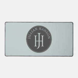 Persönliches Monogramm Namenslogo Rauchblau Schreibtischunterlage