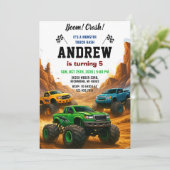 Persönliches Monster LKW Party Geburtstag für Kind Einladung (Stehend Vorderseite)