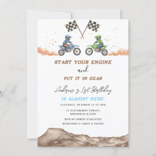 Persönliches Motocross Dirt Bike Erster Geburtstag Einladung