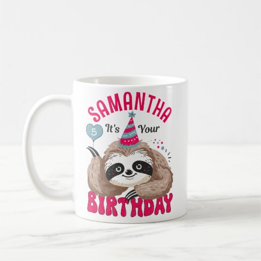 Persönliches Niedliches Sloth Geburtstagsgeschenk Kaffeetasse (Links)