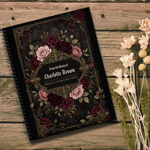 Persönliches Notizbuch mit dunklen Blumen-Fantasie