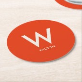 Persönliches Party des Roten Monogramms Runder Pappuntersetzer (Angewinkelt)